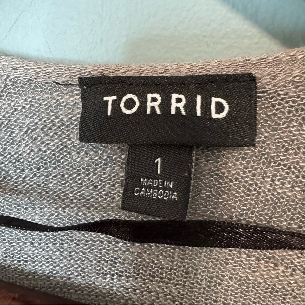 Torrid Slub Cardigan Drape Front Sweater in Gray. Size 1 (1X or 14/16) - Picture 3 of 14